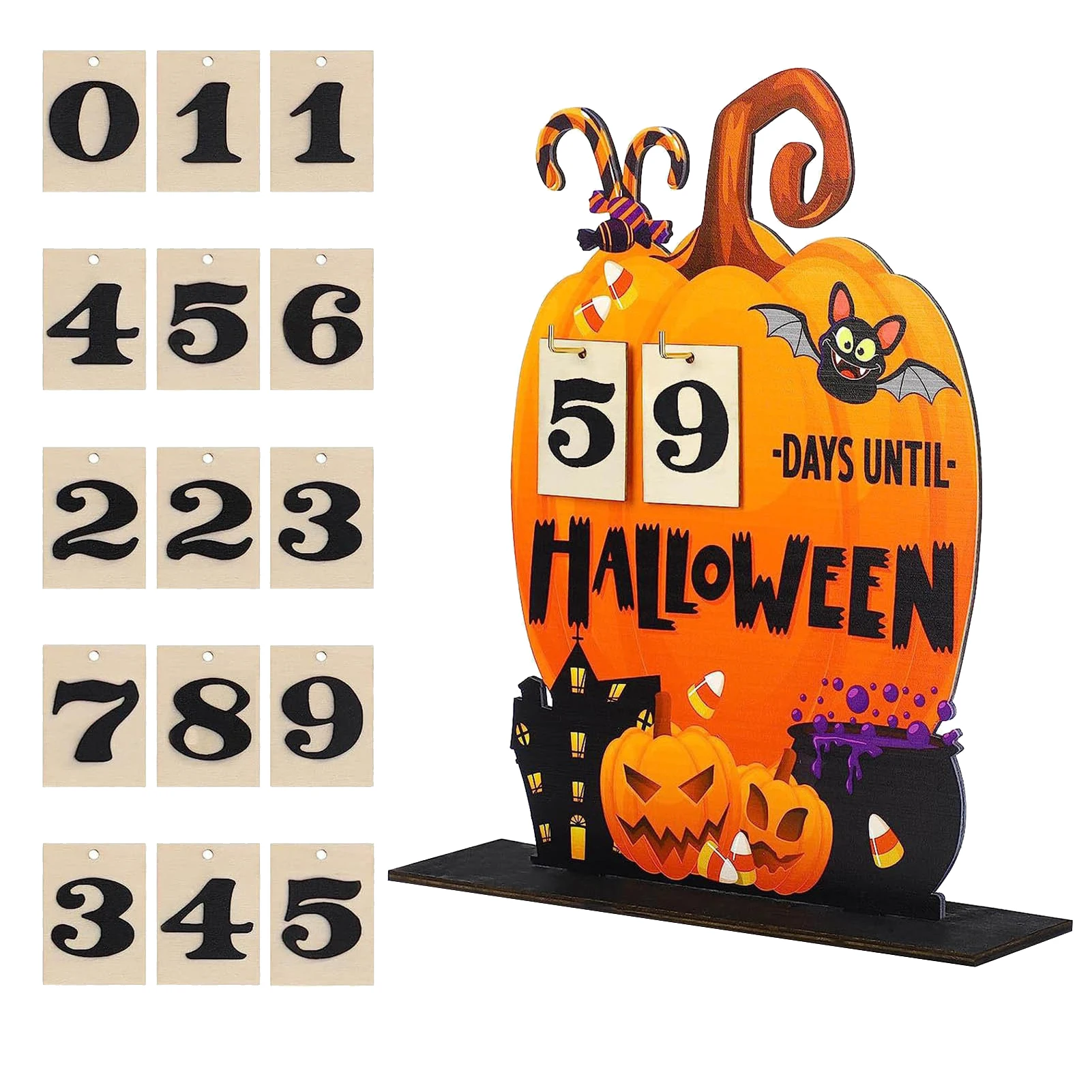 Выцветающая тиква, подарък за Хелоуин, Адвент-календар, Сладък масичка, в класната стая, Детска, училищна и начална вратата с 15 дървени цифри1