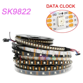 1-5 м адресуемая led лента SK9822, 5, данни и часовници отделно, 30/60/144 светодиода/m, SMD 5050 RGB пиксел умна ламповая лента APA102