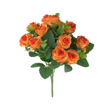 1 Букет, красив, устойчив към цъфтежа на Изкуствени цветя, роза, зелени листа, подпори за фотосесия, Изкуствен Евкалипт, рози цвете от изкуствена коприна