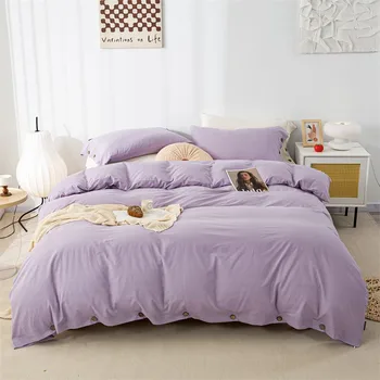 100% си мият памук спално бельо като текстурирани дишаща, меки и удобни легла закопчалка на бутон 1 одеяло корица 1 легло 2 калъфки за възглавници