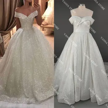13869# Brilliant Preals Бална рокля Сватбена Рокля на Модно Сватбена рокля с къс ръкав и прозрачна врата, Сватбени рокли с влак копчета, Vestidos De Noiva