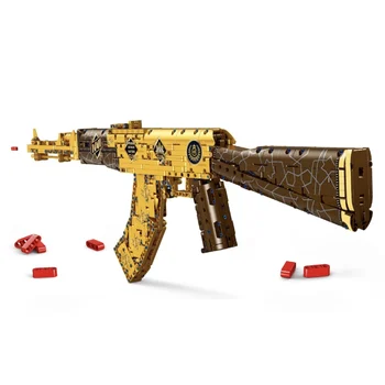 1548 бр. Военно Армейское оръжие, Златна Модел на щурмовата пушка Ak47, строителни блокове, Произведено пистолет, тухли, играчки, подарък за момчета