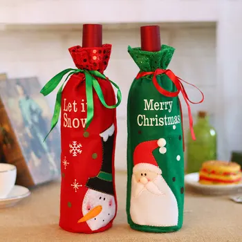 2 елемента Коледна Капачка за бутилка вино Коледа Noel Нова Година 2024 Подарък-Коледна Украса за Дома Натал 2023 Декор на масата Навидад