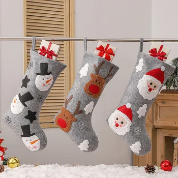 2023 Коледни Чорапи, Чорапи с принтом Дядо Коледа, Снежен човек, Лосове, Закачалка за Коледната Елха, Подарък пакет, Голям Подарък Чорапи, Коледни украси за дома