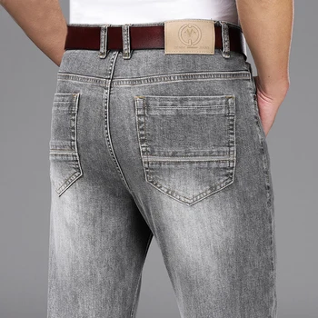 2023 Мъжки сив издържат дънки Пролет Лято Фини Класически бизнес Модни Памучни панталони-участък Мъжки дънкови панталони