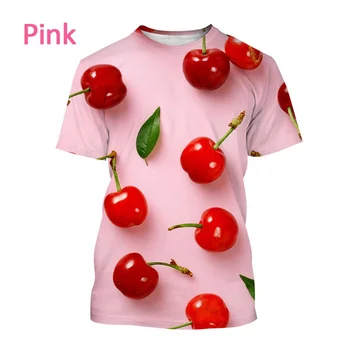 2023 Нова забавна ежедневни тениски с 3D-принтом Fruit Cherry, унисекс, модна тениска в стил Харадзюку