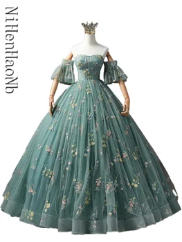 2023 Нови Буйни Рокля, Вечерна рокля с Красиви Цветя, в Елегантна Бална рокля във формата на Сърце, Луксозно бельо рокля за бала, по-големи размери