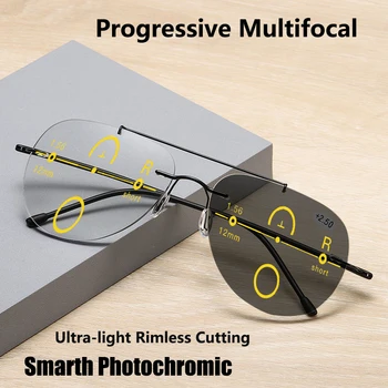 2023 Новите прогресивни Фотохромичните очила за четене, мъжки ультралегкие мультифокальные очила с защита от синя светлина + 1,0- + 4,0