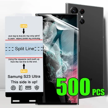 500 бр. Гидрогелевая филм, 3D Извити Защитно фолио за Samsung Galaxy S23 Ultra S22 Plus S21 S20