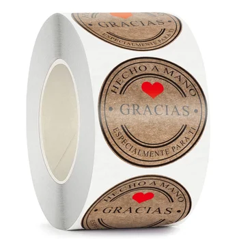 500 бр., някои стилове, Крафт етикети Gracias на испански, стикери с надпис 