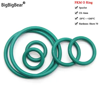 5шт О-пръстен FKM CS 6 mm OD 50 ~ 150 мм оборудване запечатване полагане на Изолационни Масло устойчиви на Висока температура О пръстен от Фторкаучука Зелен