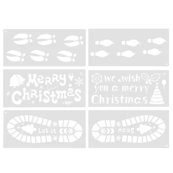 6 Листа Коледен шаблон с деколте, занаяти, живопис, детска рисунка, шаблони с кухи цифри, шаблони за спрей за домашни любимци