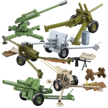 6шт Военна модельная серия WW2 Имитация на Втората световна война Артилерийска Военна техника, направи си САМ Изграждане на Блокове, Тухли, Играчки, Подаръци