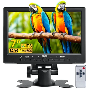 7-инчов IPS екран, съвместим с HDMI, 1024x600 LCD дисплей, Телевизор, Компютър, КОМПЮТРИ с Windows операционна система, видео вход, видео наблюдение, Преносим монитор