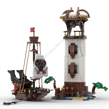 807 бр. Индивидуални Модел на Фара на Пиратски остров MOC Класическа Pirate серия Градивен елемент САМ Тухли Креативни играчки за Коледни подаръци