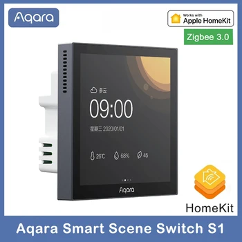 Aqara Smart Scene Panel Превключвател S1 3,95 инчов сензорен екран Zigbee 3,0 Приложение за Smart home Siri Гласов контрол, Работа С Apple HomeKit