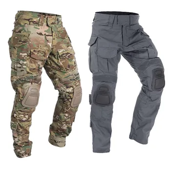 Dr. панталон G3 в сгънат вид с накладки, Дрехи за еърсофт оръжия, лов, Къмпинг, Тактически панталони, Dr. Камуфляжные панталони с Мультикамерой, Военно облекло