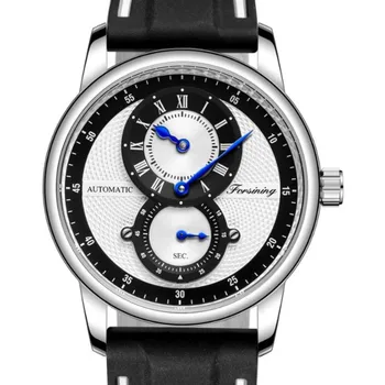 Forsining, Нови спортни мъжки Механични часовници, Най-добрата марка Луксозни, Автоматични часовници, Сините стрелки, Всекидневни каишка от каучук, модерен часовник