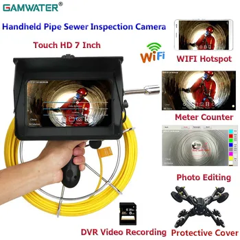 GAMWATER 7-инчов Промишлена тръба за разглеждане на канализация Камера с измерване брояч WIFI безжична промишлена ендоскопска система