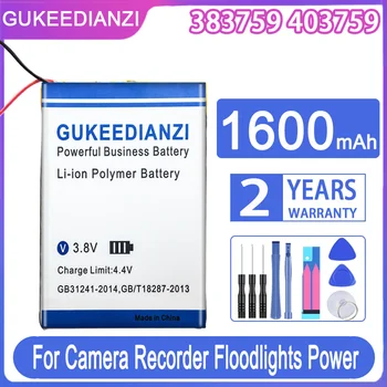 GUKEEDIANZI Взаимозаменяеми Батерия 383759 403759 1600 ма За Камерата на записващото устройство Прожектори Power Bank Батерии за Дистанционно Управление