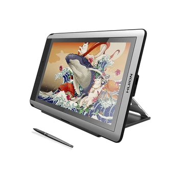 HUION KAMVAS 16 15,6-инчов плосък монитор с дръжка, Дигитален графичен таблет, монитор за рисуване, перьевой дисплей с наклон на дръжката без батерии