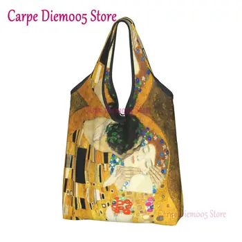 Klimt Kiss Хранителни пазарска чанта, Дамски Сладко чанта Diana Klimt Freyas Art Клиент, чанта през рамо, чантата е с голям капацитет