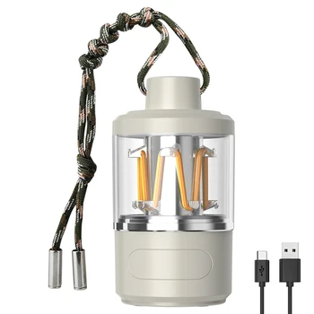 Led атмосферни светлини за къмпинг, 4 режима на осветление с регулируема яркост, индикатор за мощност лампа тип C, зареждане чрез USB за спешна риболов на открито