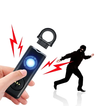 Led Фенерче за самозащита, с аларма 130 db USB Акумулаторна Ключодържател Светлинна аларма за сигурност спешно инструмент Защитни аксесоари