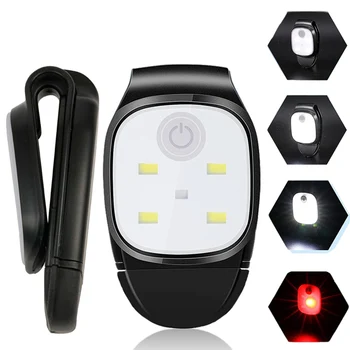 Led фенерче със скоба, с 4 режима на осветление, USB Акумулаторна лампа със скоба, Предупреждение за сигурност, ходови светлини за нощни разходки и риболов
