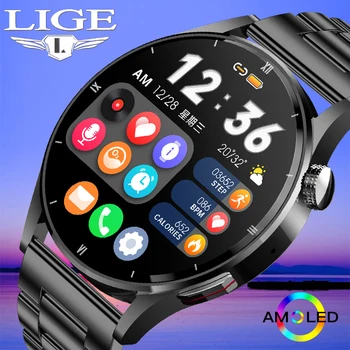 LIGE Новите смарт часовници с Bluetooth-разговори, мъжки Часовник за физическото здраве, Женски Инфрачервени часовници за измерване на температурата на тялото, монитор на кислород в кръвта, Умни Часовници