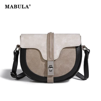 MABULA Реколта Лоскутная Женствена чанта през рамо, Просто Малко Седло, в чантата си за телефон, Модни Дамски чанти-Месинджър от изкуствена кожа