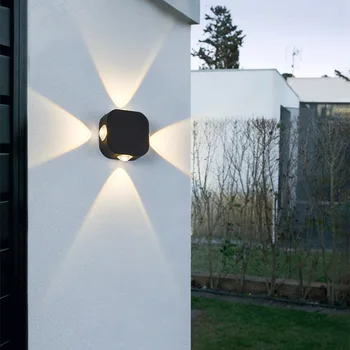 Roukeymi LED монтиран на стената лампа на открито, водоустойчив, с монтиран на стената лампа, водоустойчив ъглова лампа, балкон, съвременен лампа, вила, тераса, градина