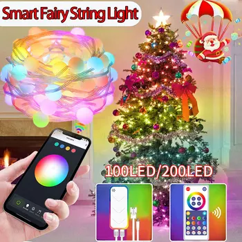 Sasha Smart WiFi LED Фея String Светлина, лампа-венец, Начало декор, Спалня, Сватба парти, Градина, Коледа нова година декор, осветление