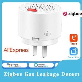 Sasha Умен Дом Детектор за течове на газ Zigbee Поддръжка на Amazon, Google алармени системи за дома на САЩ, ЕС, Великобритания Smart Plug Natural Alarm