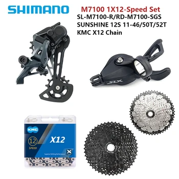 SHIMANO SLX M7100 12 Степени на Група Набор от скоростния Заден Превключвател 12V KMC X12 SUNSHINE 12S 46T/50T/52T Комплект на Ръкохватката за планински Велосипед