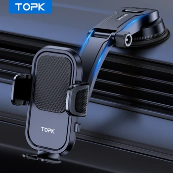 TOPK Кола за телефон, поставка за табло, универсален държач за мобилен телефон, GPS поддръжка за iPhone 14 13 Pro Samsung, Huawei, Xiaomi
