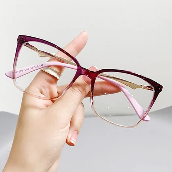 TR90 Дамски Маркови Очила, Модерен Прозрачни Червени Рамки за очила 