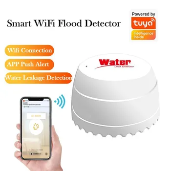 TY-WI-4L SmartWifi Сензор за нивото на водата за Домакински датчик за преливане на вода Аларма, изтичане на вода Вграден звуков сигнал