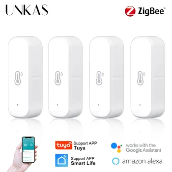 UNKAS 2, 4, 6 бр., сензор за температура и влажност на ZigBee, работещ на батерии, Sasha Smart Security, който работи с Алекса Google Home