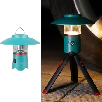 USB Акумулаторна Лампа за Къмпинг, Преносим уличен фенер, Окачен лампа за палатка, вградена батерия с индикатор за зареждане