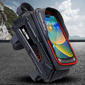WILD MAN МТБ Пътен под наем Горната рамка чанта Сензорен екран 1Л Велосипедна чанта Калъф за вашия телефон, водоустойчив с отвор за слушалки Кормило екипировка