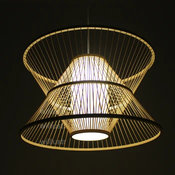 willlustr бамбук окачен лампа ръчна изработка, съвременно дизайнерско осветление, пасторальный хотелски ресторант, nordic mall, дървен окачен лампа
