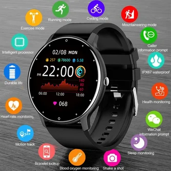 ZL02D Мъжки смарт часовници с пълен сензорен екран, спортен фитнес тракер, IP68, водоустойчив Bluetooth-смарт часовници за мъже и жени, смартфон 2023