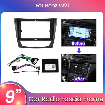 Авто Мултимедиен Радио Централната Конзола Панел Скоба Комплект Рамка за Mercedes Benz E-class W211 E200 E220 2002-2010 Кабел и Canbus
