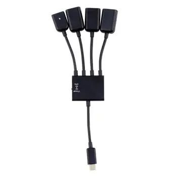 Адаптер-Micro hub USB OTG за смартфон/таблет, Сплитер Micro USB за Apple, Samsung, Lenovo
