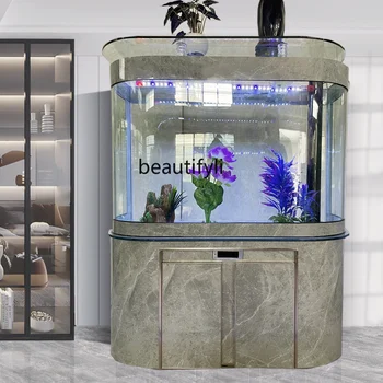 Аквариум за риби Всекидневна Домашна стена Двойна кръгла дъга Долния филтър Открит Екологичен аквариум без промяна