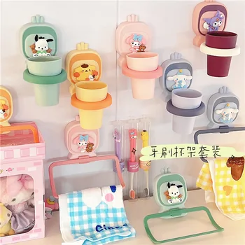 Аниме Kawaii Sanrio Cinnamoroll My Melody Kuromi Хубава чаша за четка за зъби с крем, Държач за четка за зъби, Държач за кърпи, Защита от есента