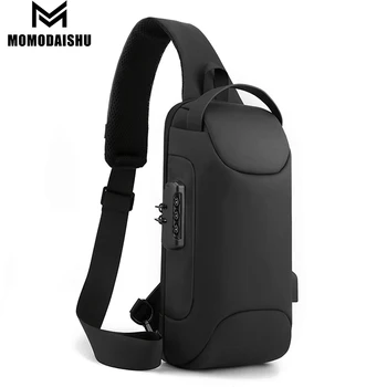 Анти-кражба на чанта на рамо, богат на функции кратката пътна чанта-месинджър, нагрудная чанта за мъже, мъжки водоустойчив оксфорд чанта през рамо с USB