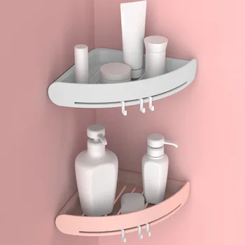 Багажник за баня На присоске, монтиран на стената, не пробивающий пластмаса, рафтове за съхранение, органайзер за баня, органайзер за душата, рафт за баня