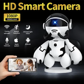 Безжична IP камера HD 1080P Двупосочна аудио Нощно виждане Откриване на човек Видео Камера за видеонаблюдение Детски монитор Карикатура
